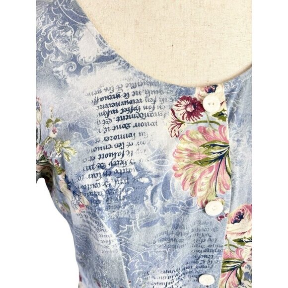 Romantic Y2K Dress Floral Large Blue Button Front Grunge Midi Cottagecore LOT - Picture 4 of 16